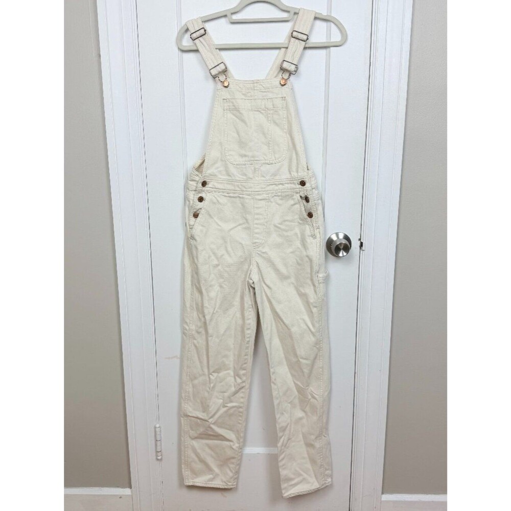 J.Crew High-Rise Denim Overalls in Natural Cream Ecru Size XS